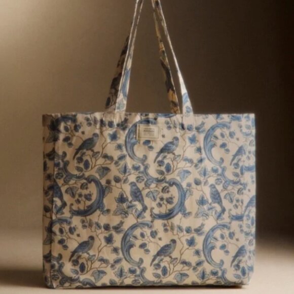 Sezane Handbags - Sézane x Antoinette Poisson Collab Blue Floral Bird Tote Limited Edition NEW